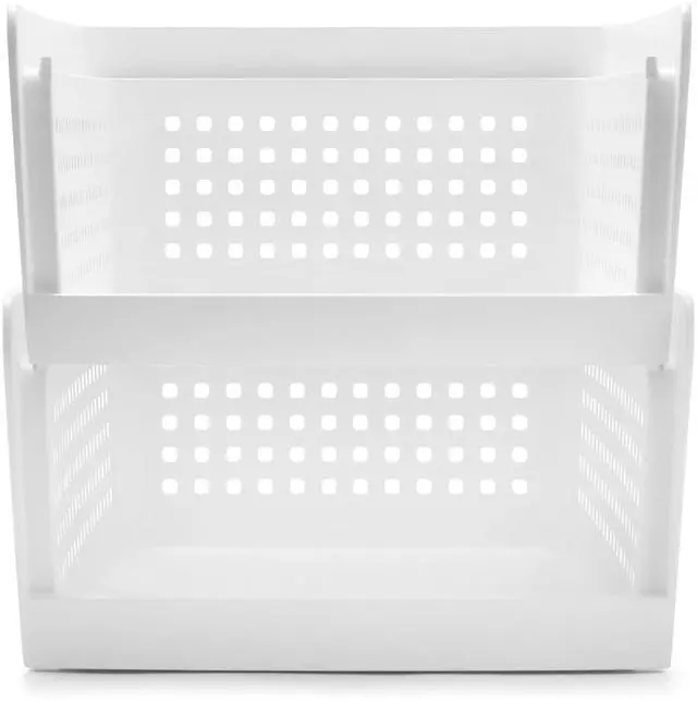 Alt view image 3 of 7 - Mainstays Open-Front Stackable Closet Storage Organizer Bin with Breathable Holes, White Plastic