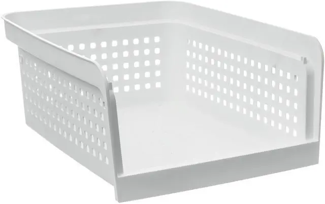 Alt view image 4 of 7 - Mainstays Open-Front Stackable Closet Storage Organizer Bin with Breathable Holes, White Plastic