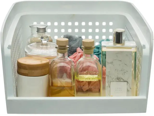 Alt view image 5 of 7 - Mainstays Open-Front Stackable Closet Storage Organizer Bin with Breathable Holes, White Plastic