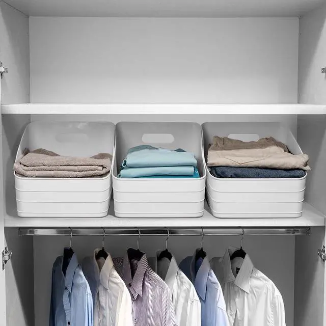Alt view image 3 of 6 - Mainstays Wide Slanted Flexible Closet Organizer Bin with Handle, White Plastic