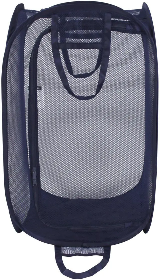 Main image of Mainstays Blue Two-Way Pop-Up Mesh Laundry Hamper with Heavy Duty Handles