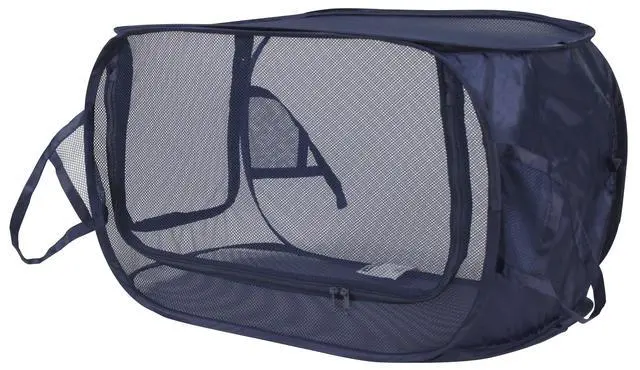 Alt view image 5 of 5 - Mainstays Blue Two-Way Pop-Up Mesh Laundry Hamper with Heavy Duty Handles