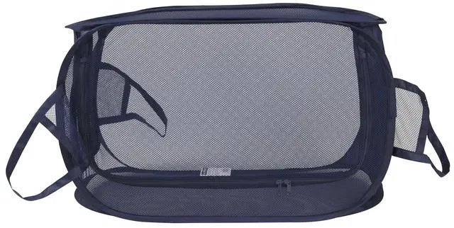 Alt view image 2 of 5 - Mainstays Blue Two-Way Pop-Up Mesh Laundry Hamper with Heavy Duty Handles