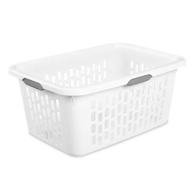 Alt view image 4 of 7 - Sterilite Large Plastic 2 Bushel Laundry Basket with 4 Comfort Grip Handles, White