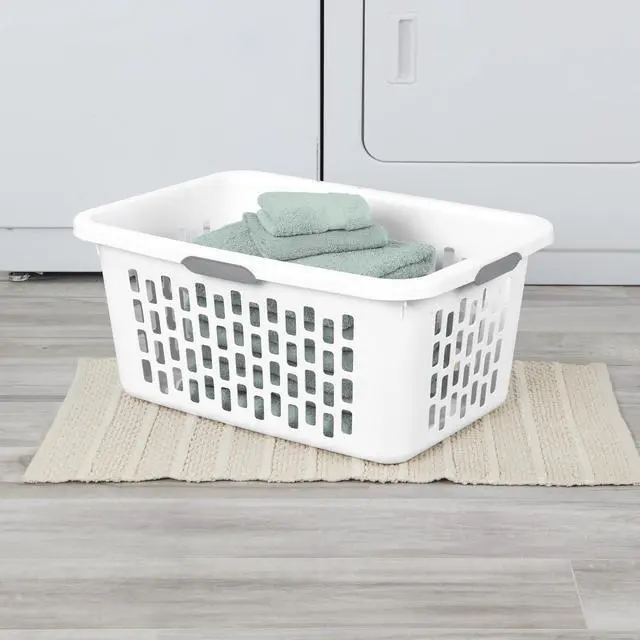 Alt view image 5 of 7 - Sterilite Large Plastic 2 Bushel Laundry Basket with 4 Comfort Grip Handles, White
