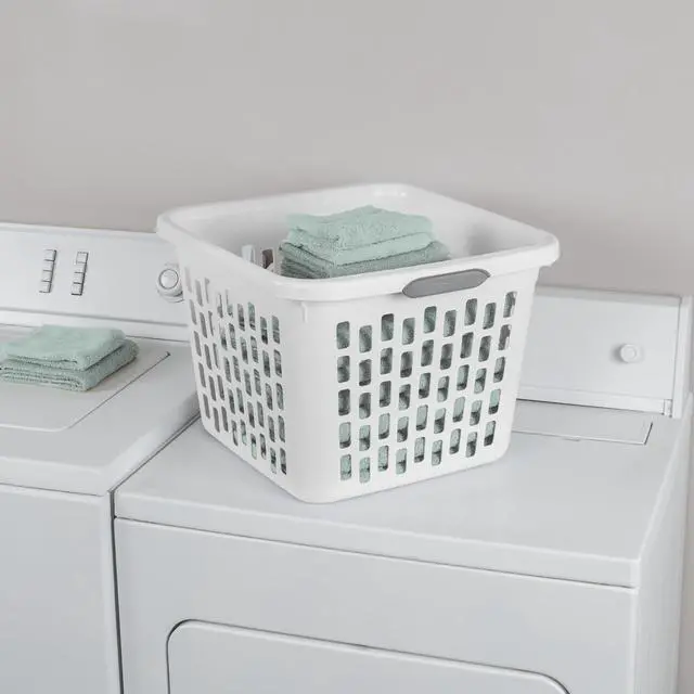 Main image of Sterilite Small 1.5 Bushel Square Plastic Laundry Basket with 2 Comfort Grip Handles, White