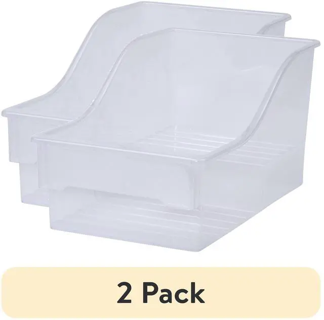 Alt view image 3 of 7 - (2 pack) Mainstays Large Clear Plastic 2-Tier Pantry Storage Bin, 1 Piece