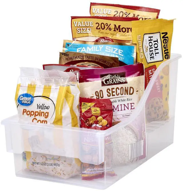 Alt view image 4 of 7 - (2 pack) Mainstays Large Clear Plastic 2-Tier Pantry Storage Bin, 1 Piece