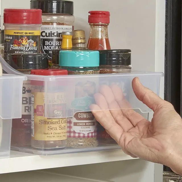 Alt view image 5 of 7 - (2 pack) Mainstays Large Clear Plastic 2-Tier Pantry Storage Bin, 1 Piece