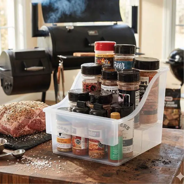 Main image of (2 pack) Mainstays Large Clear Plastic 2-Tier Pantry Storage Bin, 1 Piece