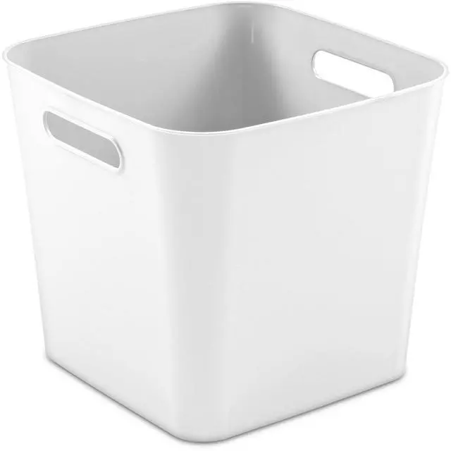 Alt view image 6 of 6 - (3 pack) Mainstays Cube Bin Open Plastic Storage Container with Handles, White
