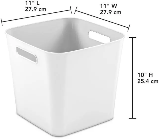Alt view image 2 of 6 - (3 pack) Mainstays Cube Bin Open Plastic Storage Container with Handles, White