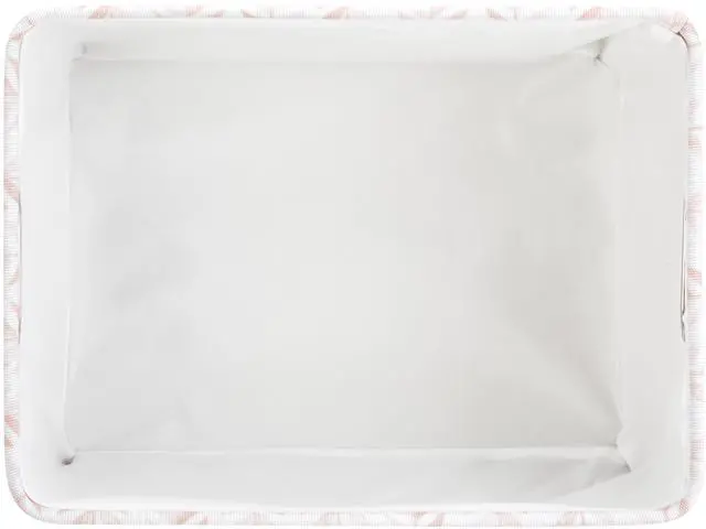 Alt view image 5 of 7 - Mainstays Pink Blush Leaf Canvas Fabric Decorative Storage Basket with Handles, 15 in x 8 in x 11 in