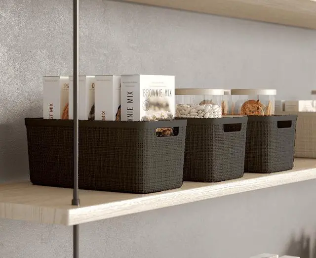 Alt view image 5 of 6 - Curver Jute Narrow Gray Plastic Decorative Storage Basket, 13.6 in x 6.7 in x 5.7 in