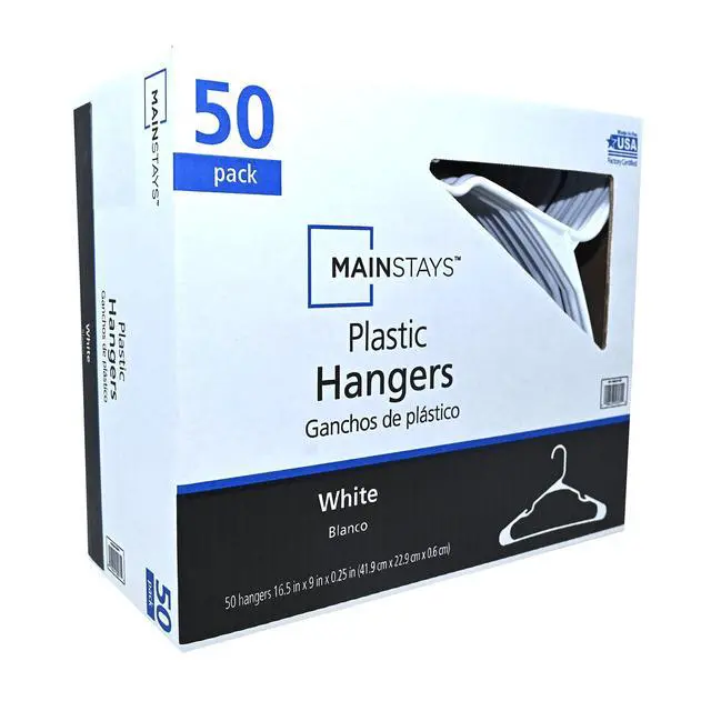 Alt view image 3 of 5 - Mainstays Plastic Clothes Hangers, White, 50-Count, Everyday Use