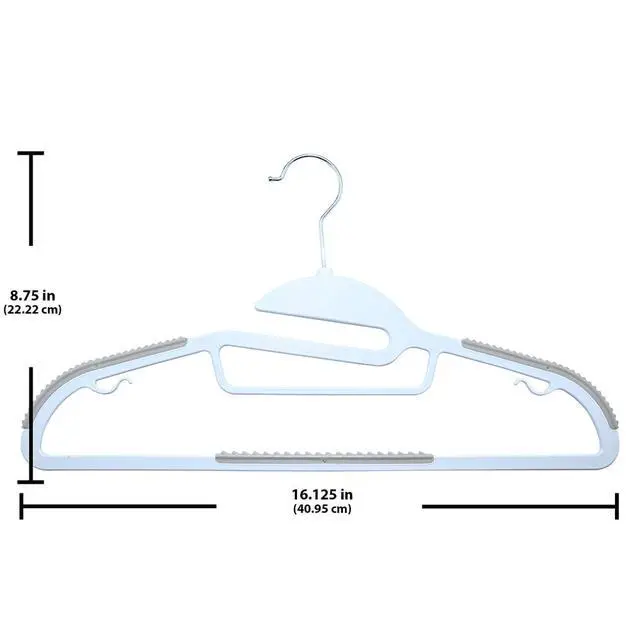 Alt view image 5 of 5 - Mainstays Easy Slip Plastic Clothes Hangers, Non-Slip, 10 Count, White/Grey Pumice