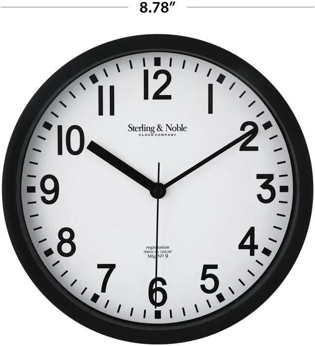 Alt view image 4 of 6 - Mainstays Basic Indoor 8.78" Black Analog Round Wall Clock