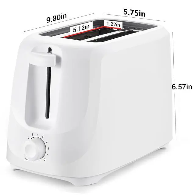 Alt view image 6 of 6 - Mainstays 2-Slice Toaster with 6 Shade Settings and Removable Crumb Tray, Arctic White