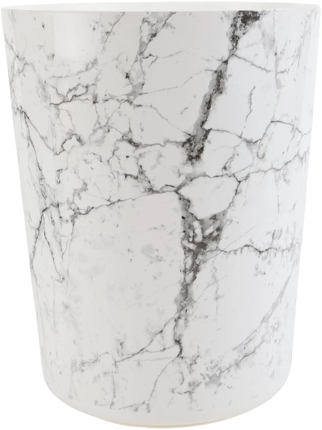 Alt view image 2 of 6 - Mainstays 5 gal Open-Top Bathroom Trash Can, Plastic Garbage Bin, White Marble