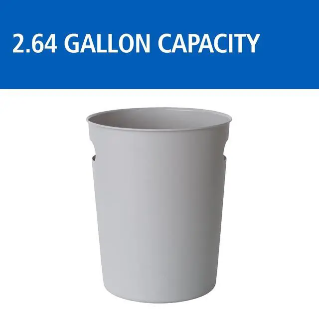 Alt view image 5 of 5 - Mainstays Basic 2.64 Gallon Plastic Wastebasket with Cut-Out Handles, Grey