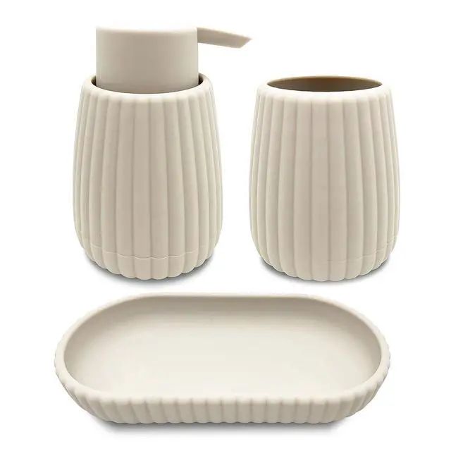 Alt view image 5 of 5 - Mainstays Rubberized Plastic Ribbed Soap Pump, Beige