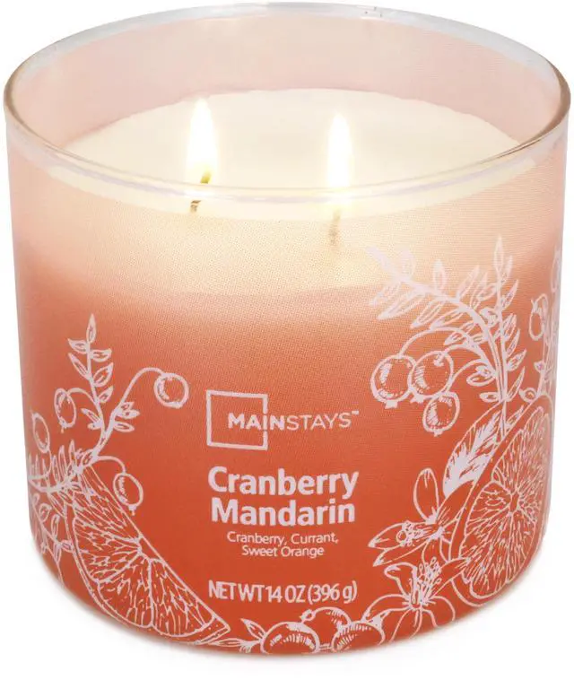 Alt view image 4 of 6 - Mainstays 3-Wick Ombre Wrap Cranberry Mandarin Candle, 14 Ounce