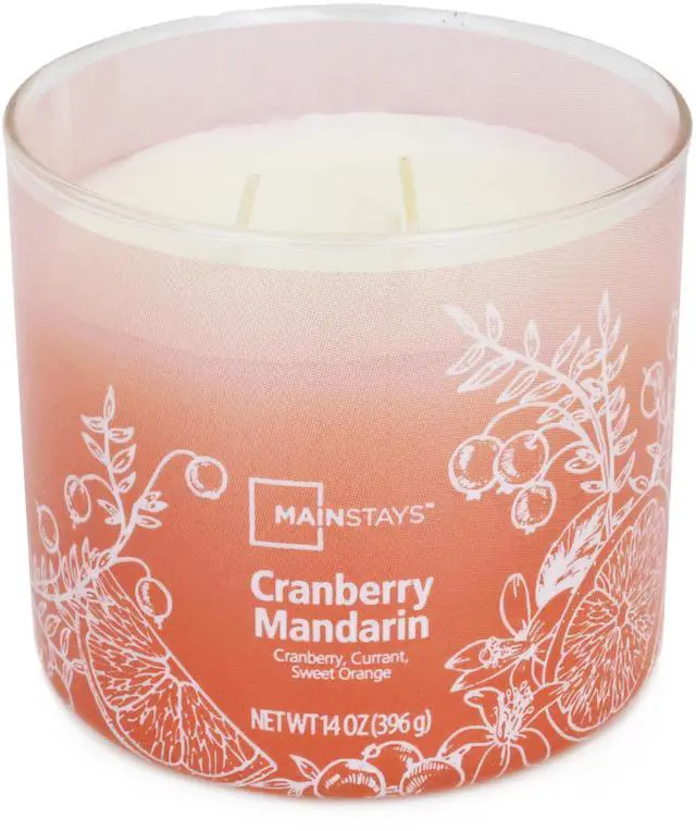 Alt view image 5 of 6 - Mainstays 3-Wick Ombre Wrap Cranberry Mandarin Candle, 14 Ounce