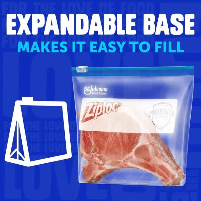 Alt view image 6 of 6 - Ziploc® Brand Quart Freezer Slider Food Storage Bags, Power Shield Technology for More Durability, 25 Count