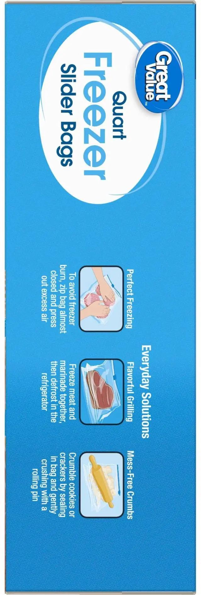Alt view image 3 of 6 - Great Value Slider Zipper Freezer Bags, Quart, 50 Count