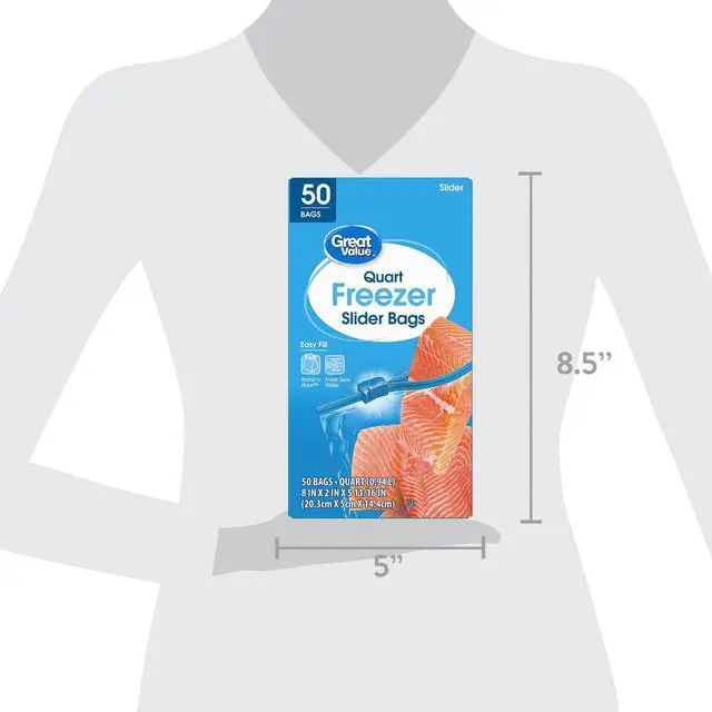 Alt view image 6 of 6 - Great Value Slider Zipper Freezer Bags, Quart, 50 Count