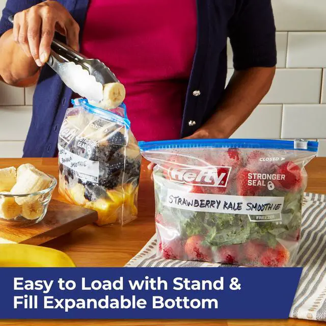 Alt view image 3 of 6 - Hefty Slider Quart Freezer Bags, 50 Count