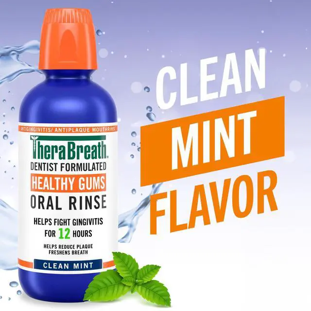Main image of TheraBreath Healthy Gums Mouthwash, Antigingivitis Mouth Rinse for Adults, Clean Mint, 16 fl oz