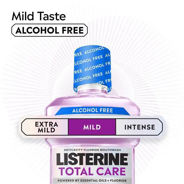 Alt view image 4 of 6 - Listerine Total Care Alcohol-Free Mild Mouthwash/Mouth Rinse, Mild Mint, 33.8 fl. oz/1L