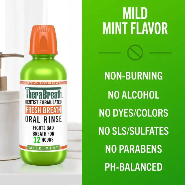 Alt view image 3 of 5 - TheraBreath Fresh Breath Mouthwash, Mild Mint, Alcohol-Free Mouthwash for Adults, 16 fl oz