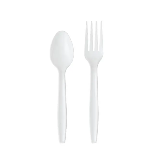 Alt view image 2 of 6 - Great Value Everyday Disposable Plastic Forks and Spoons, White, 120 Count, 60 Forks and 60 Spoons
