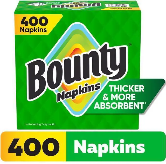 Main image of Bounty Everyday Disposable Paper Napkins, White, 400 Count Napkins