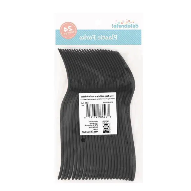 Alt view image 6 of 6 - (6 pack) 24 Count Black Disposable Plastic Forks by Way To Celebrate