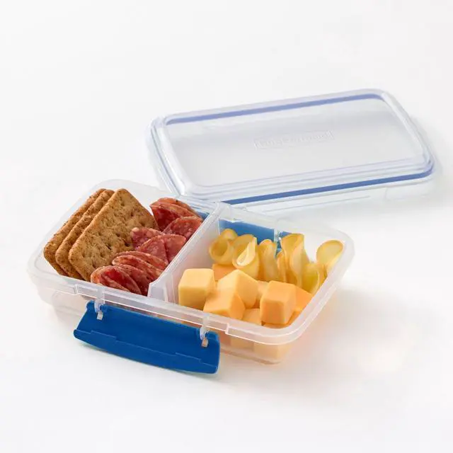 Main image of Rubbermaid Pack & Go 1.46cups/ 0.37quarts Small Divided Snack Container, Meal Prep Container, with Two-Compartment Design