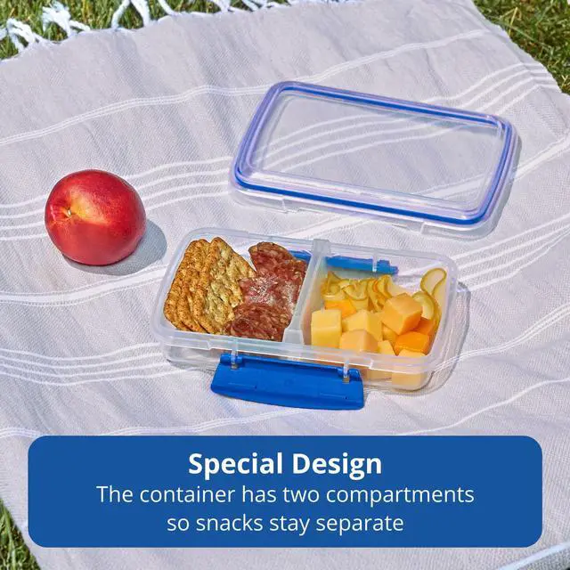 Alt view image 6 of 6 - Rubbermaid Pack & Go 1.46cups/ 0.37quarts Small Divided Snack Container, Meal Prep Container, with Two-Compartment Design