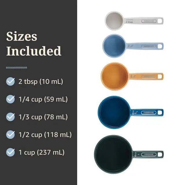 Alt view image 6 of 7 - Farberware Professional Measuring Cup Set with Bonus Coffee Scoop, Assorted Colors