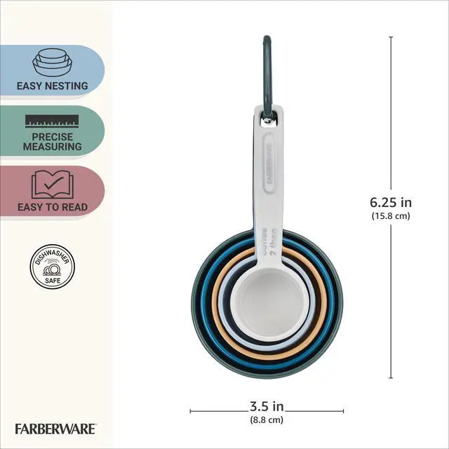 Alt view image 4 of 7 - Farberware Professional Measuring Cup Set with Bonus Coffee Scoop, Assorted Colors