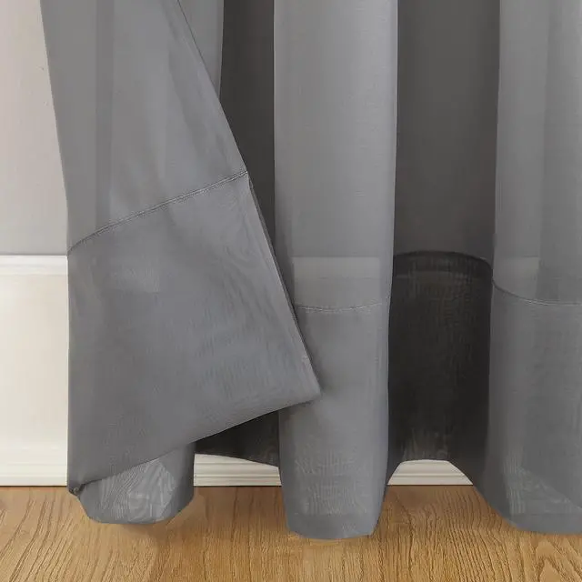 Alt view image 4 of 7 - Mainstays Marjorie 1-Piece Sheer Voile Rod Pocket Curtain Panel, 59"x108", Grey