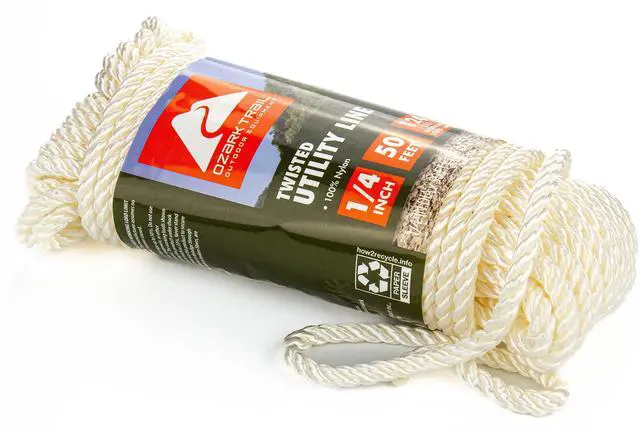 Alt view image 4 of 6 - Ozark Trail 1/4 in. x 50 ft Twisted Nylon Utility Line, White, 124 lb Working Load