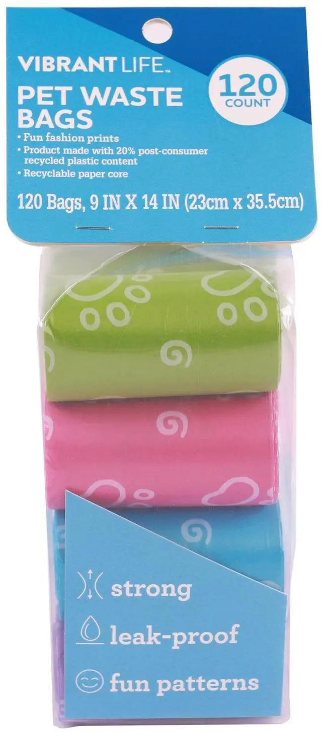 Main image of Vibrant Life Fashion Waste Pick up Bags for Dogs, Multicolor, Unscented, 120 Count