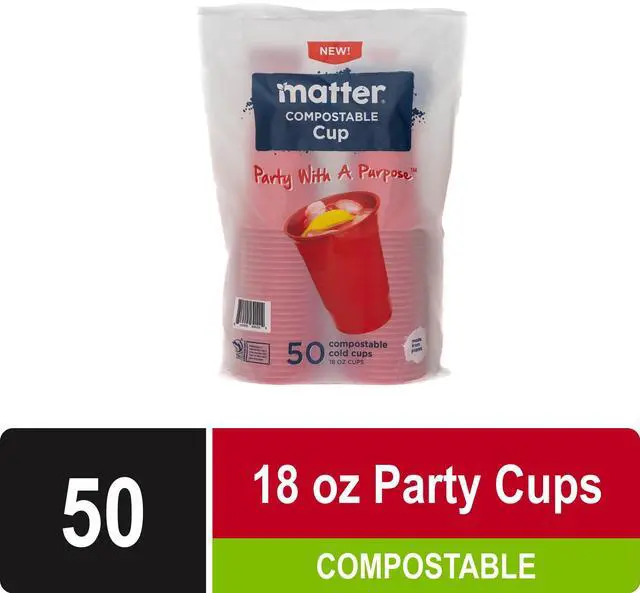 Main image of Matter Compostable Red Disposable Cups, 18 oz, 50 Count