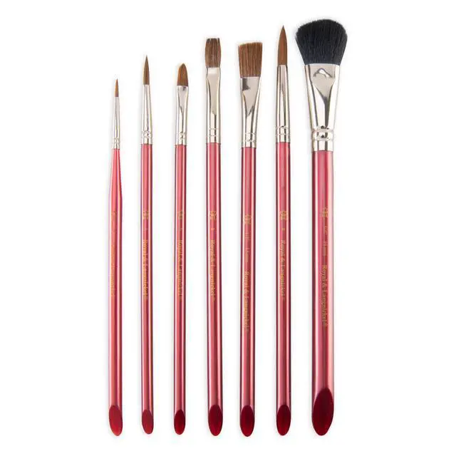 Alt view image 5 of 6 - Royal & Langnickel - Assorted Shape Brown Taklon Watercolor Art Brushes 7 Pieces