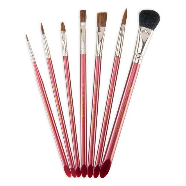 Alt view image 2 of 6 - Royal & Langnickel - Assorted Shape Brown Taklon Watercolor Art Brushes 7 Pieces