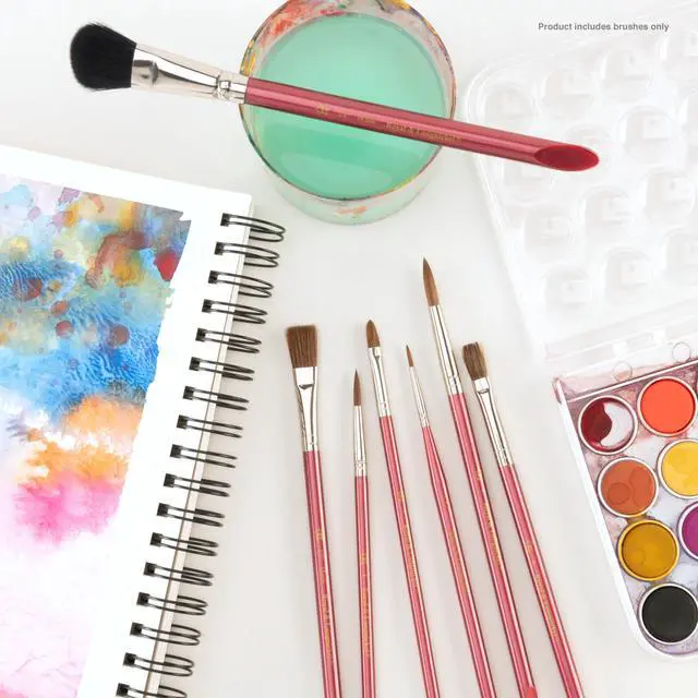 Alt view image 3 of 6 - Royal & Langnickel - Assorted Shape Brown Taklon Watercolor Art Brushes 7 Pieces