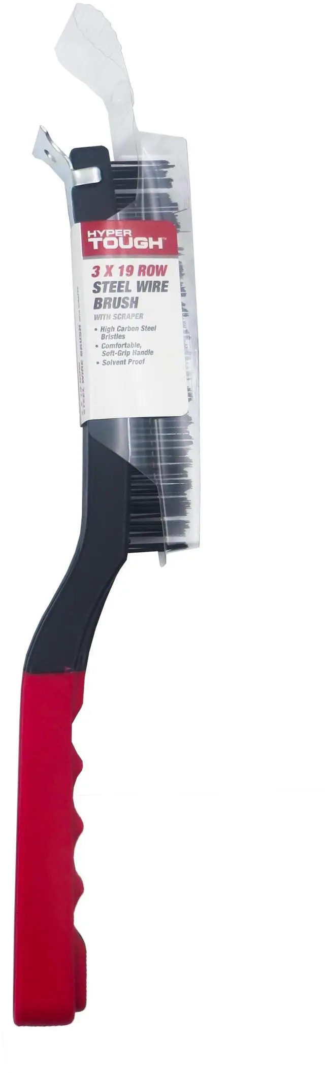 Main image of Hyper Tough Wire Brush with Scraper, Carbon Steel, 3 x 19 Rows