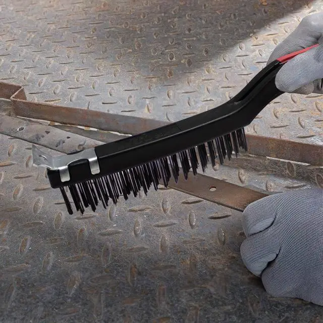 Alt view image 3 of 6 - Hyper Tough Wire Brush with Scraper, Carbon Steel, 3 x 19 Rows